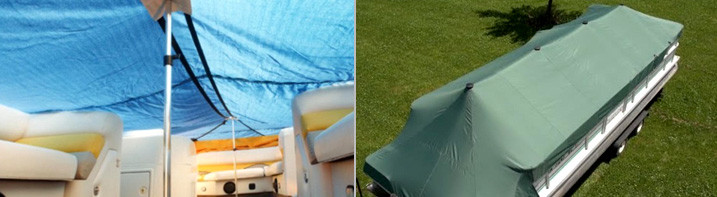 Boat Cover Support System With Poles / Network Of Straps