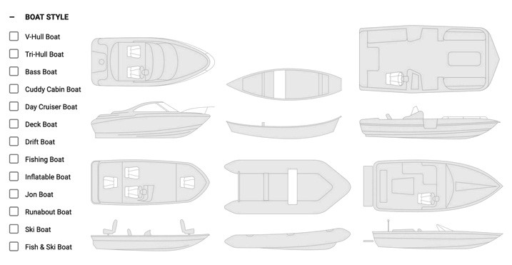 Boat Shape Refine Search Menu