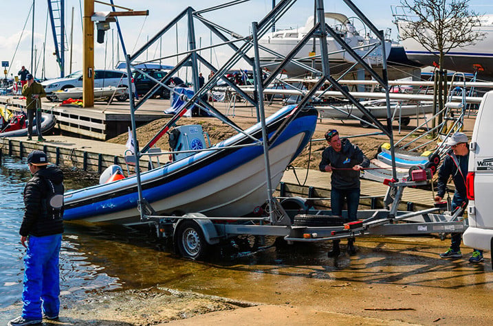 Boat On Trailer In Water