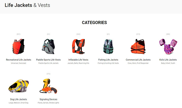 Life Jackets Categories