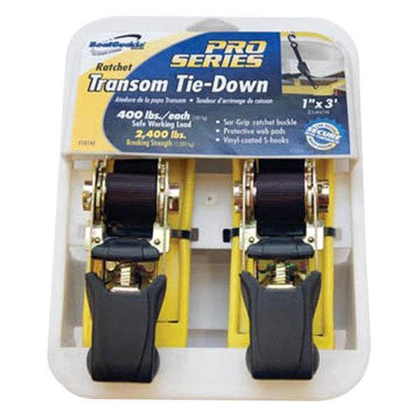 Boat Buckle® F18740 Pro Series 3' L x 1" W Ratchet Transom TieDown