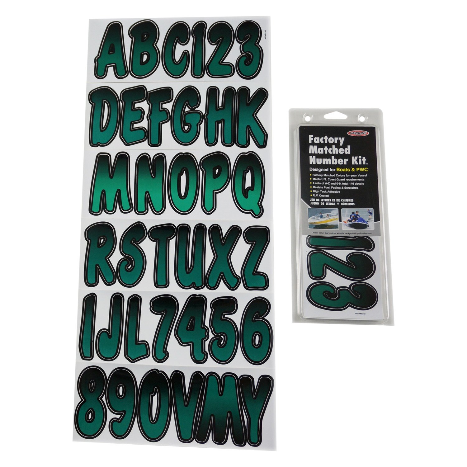 Hardline Products TEBKG200 Series 200 Forest Green/Black Factory Matched Registration Number Kit 