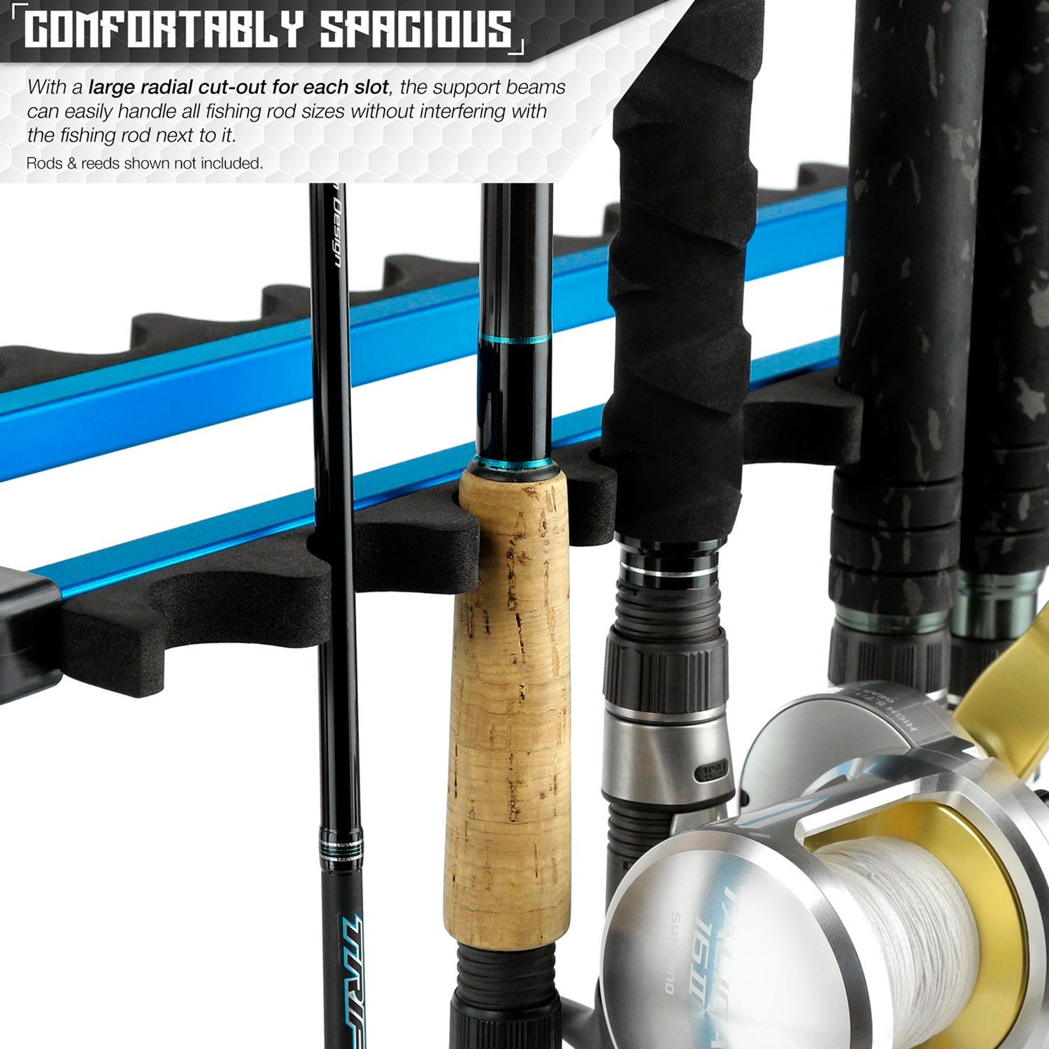 Savior Equipment® RK-FRODAL-24-OB - Carbon Black Aluminum Vertical Fishing  24-Rod Rack 