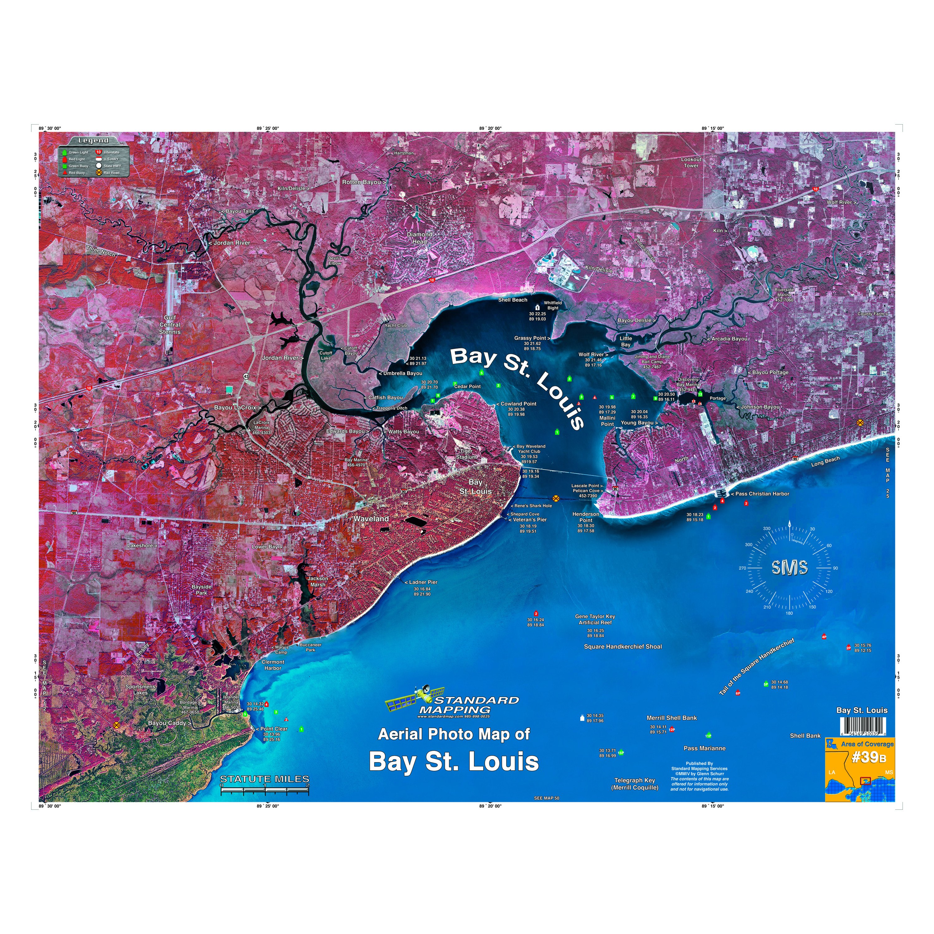 Standard Map® M039 - Bay St. Louis Laminated Map - BOATiD.com
